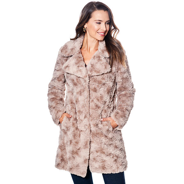 Plus Size Kenneth Cole&#40;R&#41; Faux Fur Walker Coat with Notch Collar - image 