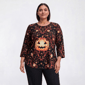Plus Size OneWorld 3/4 Sleeve Stud Embellished Pumpkin Tee - image 1