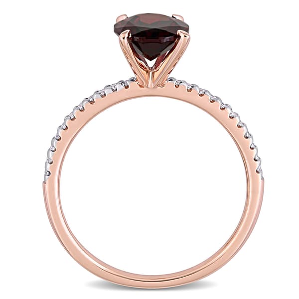 Gemstones Classics™ 14kt. Rose Gold Oval Garnet & Diamond Ring