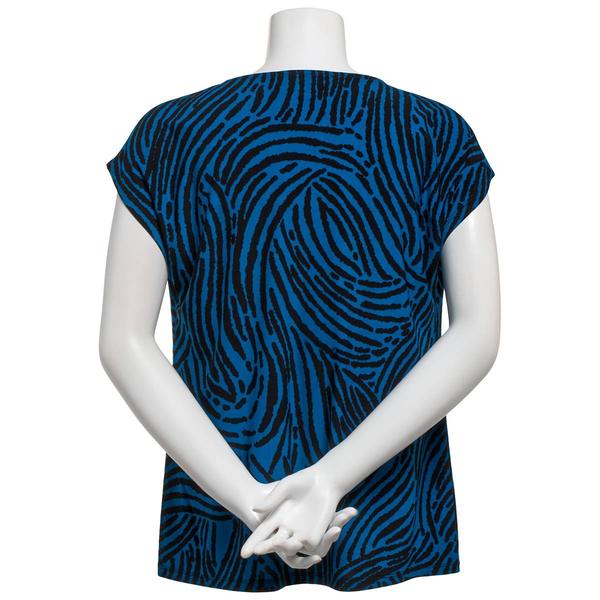 Womens Kasper Short Sleeve Zebra Keyhole Neck Blouse