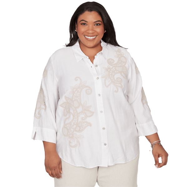 Plus Size Alfred Dunner Natural Wonder Paisley Casual Button Down