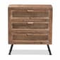 Baxton Studio Calida Finish Wood/Rattan 3-Drawer Nightstand - image 3