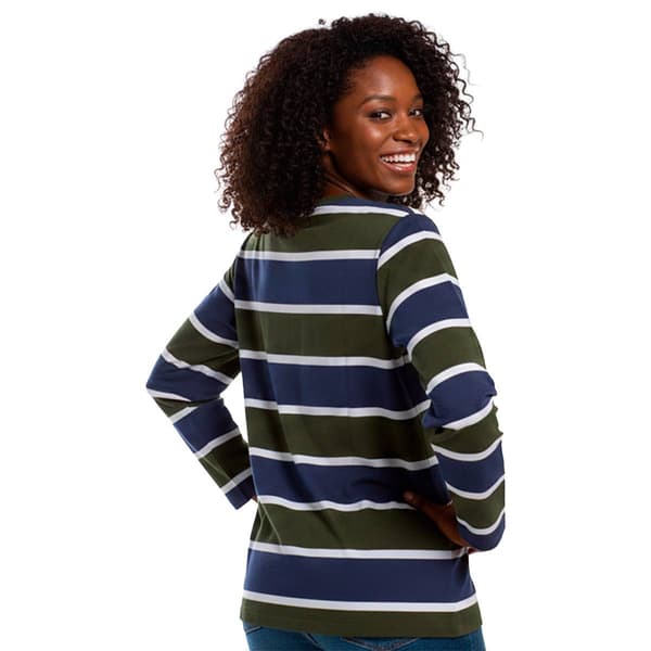 Petite Hasting & Smith Long Sleeve Rugby Stripe V Neck Tee