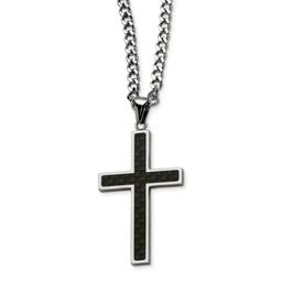 Mens Gentlemen's Classics(tm) Steel Carbon Fiber Cross Necklace