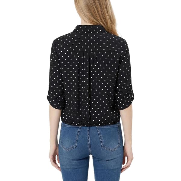 Plus Size NY Collection 3/4 Sleeve Dots Casual Button Down