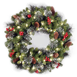 National Tree 24in Pre-Lit Crestwood Spruce Wreath