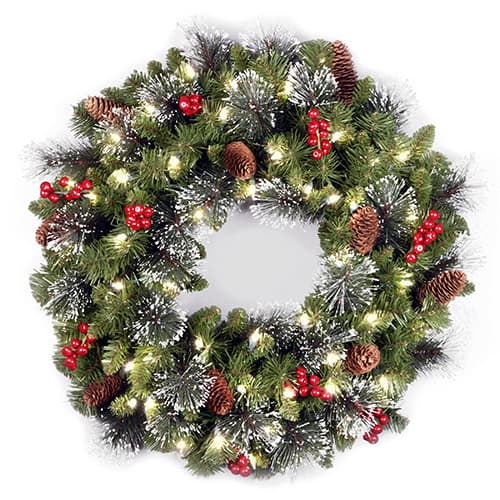 National Tree 24in Pre-Lit Crestwood Spruce Wreath - image 