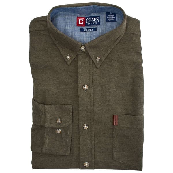 Mens Chaps Long Sleeve Stretch Flannel Shirt - Thyme - image 