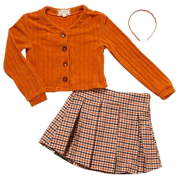 Girls &#40;7-12&#41; BTween&#40;R&#41; 3pc. Set w/ Plaid Skirt - Desert Sun
