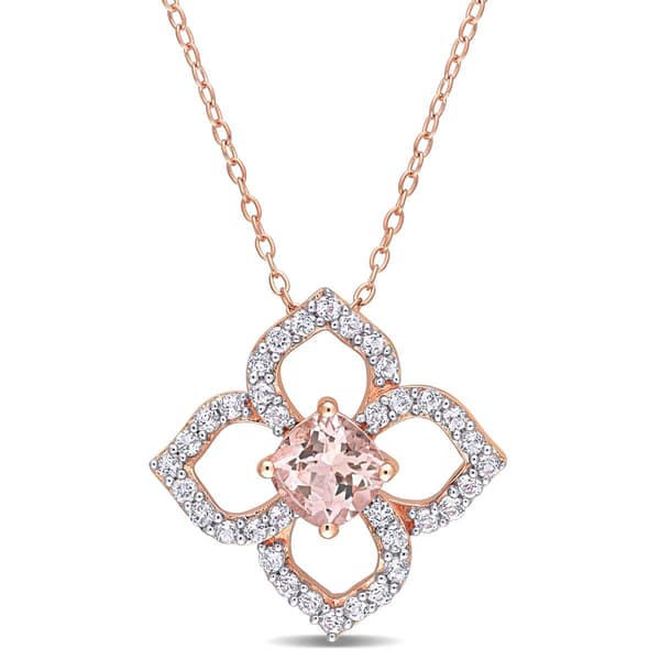 Gemstone Classics&#40;tm&#41; 18kt. Rose Gold Topaz Floral Pendant