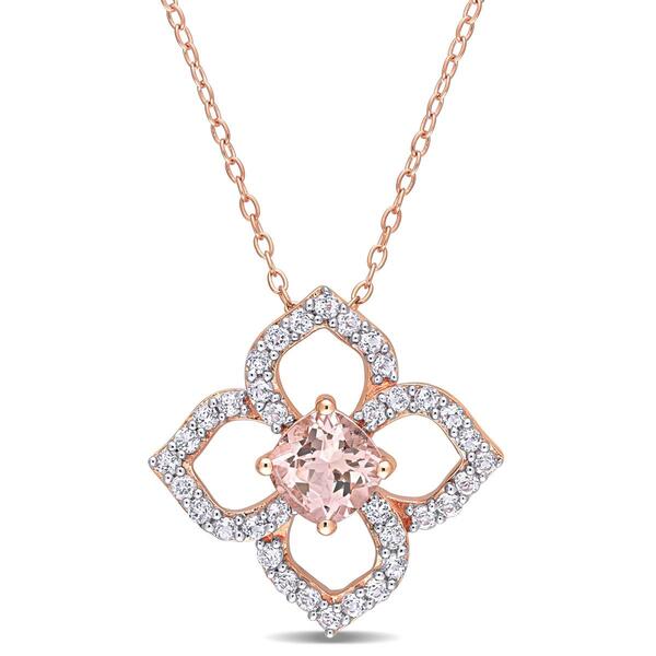 Gemstone Classics&#40;tm&#41; 18kt. Rose Gold Topaz Floral Pendant - image 