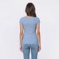 Womens Absolutely Famous Short Sleeve Rib Henley Scoop Neck Tee - image 2