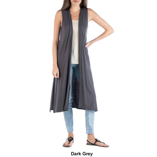 Womens 24/7 Comfort Apparel Long Cardigan Vest with Side Slit