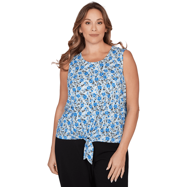 Plus Size Emaline Key Items Sleeveless Floral Tie Front Blouse - image 