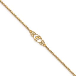 Gold Classics(tm) 14kt. Gold Polished Dolphin 9in. Anklet