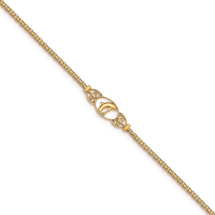 Gold Classics(tm) 14kt. Gold Polished Dolphin 9in. Anklet