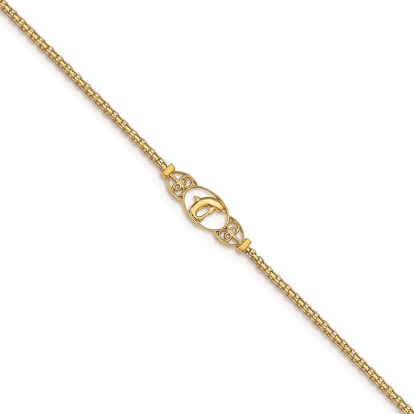 Gold Classics&#40;tm&#41; 14kt. Gold Polished Dolphin 9in. Anklet - image 