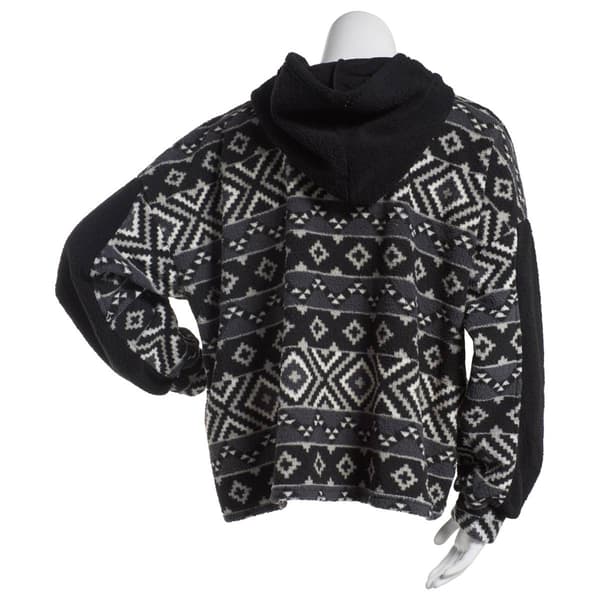 Womens Como Blu Color Block Sherpa Pullover Hoodie