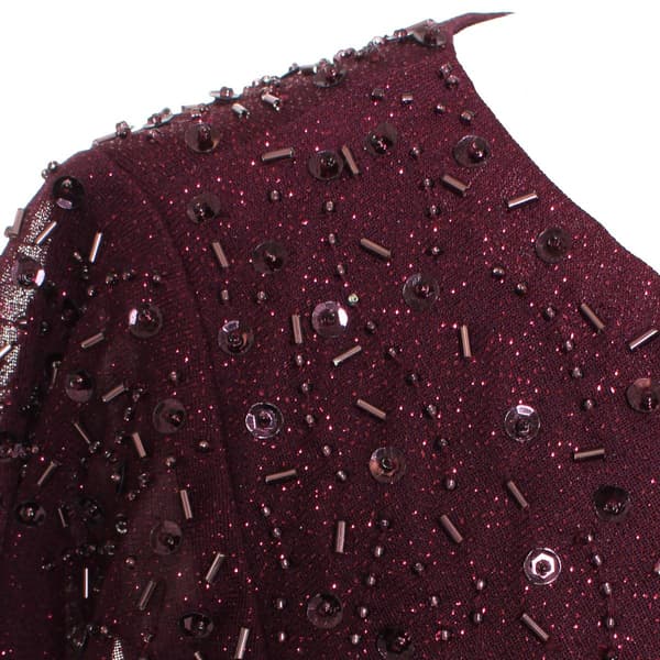 Petite SLNY Flutter Sleeve Solid Glitter Mesh Maxi Dress