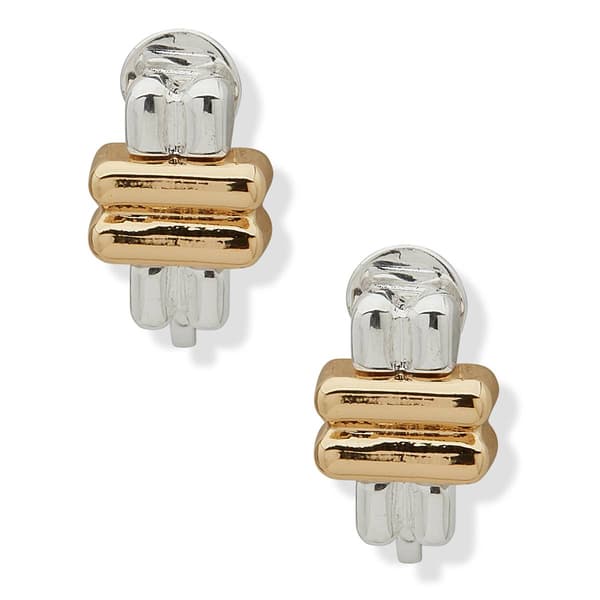 Anne Klein Two-Tone Stud EZ Comfort Clip Earrings