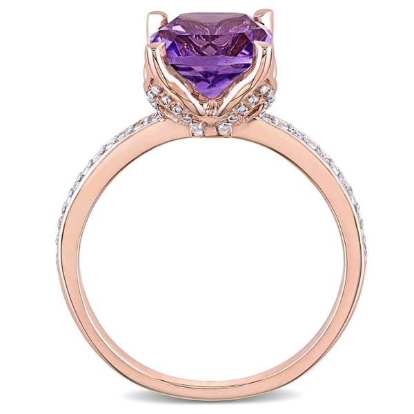 Gemstones Classics™ 10kt. Rose Gold Cushion-Cut Amethyst Ring