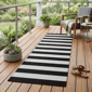 HomeRoots Runner Black & White Striped Non Skid Runner Rug - image 1