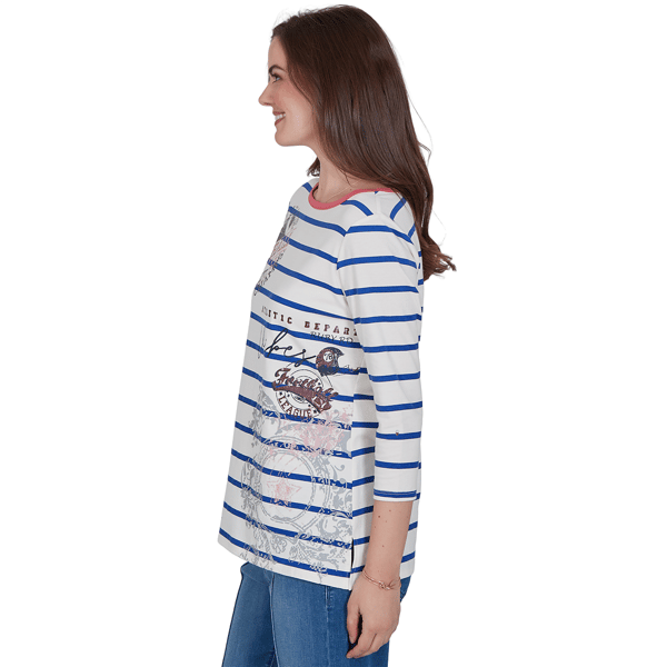 Womens Ruby Rd. Must Haves II 3/4 Sleeve Varsity Stripe Tee