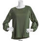 Womens Absolutely Famous Textured Top w/Lace Sleeve Under Panel - image 3