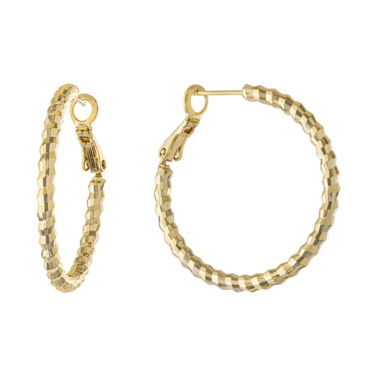 Athra 14kt. Gold over Brass 28mm Diamond Cut Hoop Earrings