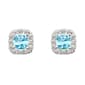 Sterling Silver Blue Topaz Cushion Halo Stud Earrings - image 1