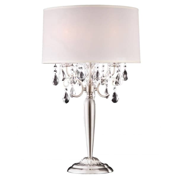 HomeRoots 29in. Chandelier Faux Crystal Table Lamp