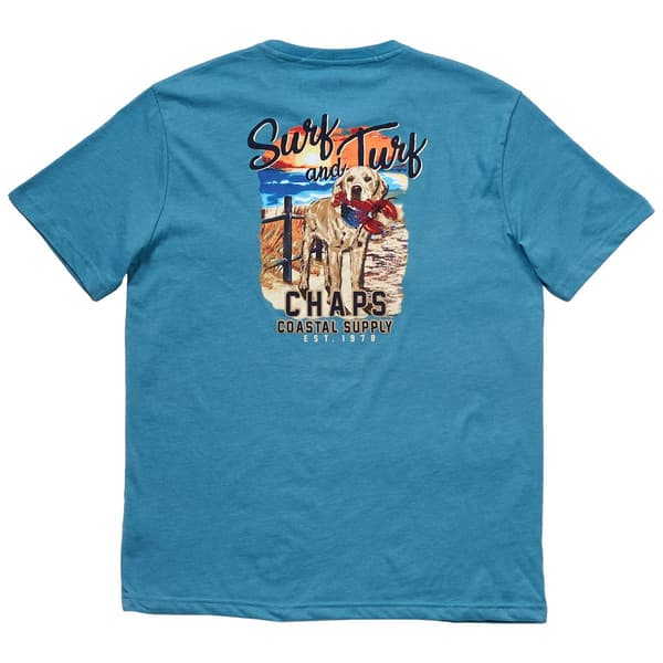 Mens Chaps Dog Short Sleeve Tee - Adriatic Blue