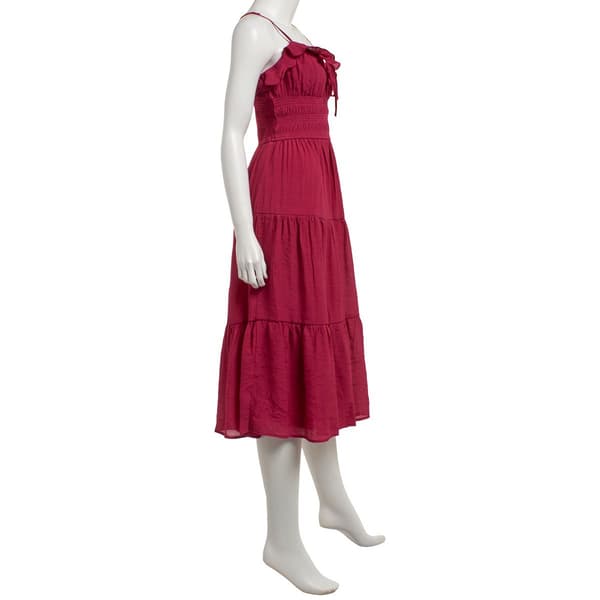 Juniors Trixxi Solid Gauze Smock Ruffle Bodice Midi Dress