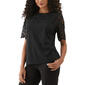 Womens Ella Rafaella&#40;R&#41; Lace Yoke Knit Short Sleeve Top - image 1