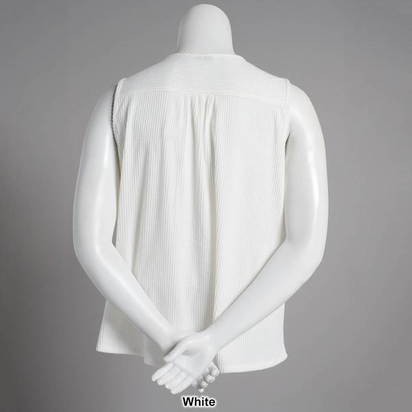 Plus Size Notations Sleeveless Button Front Solid Tank Top