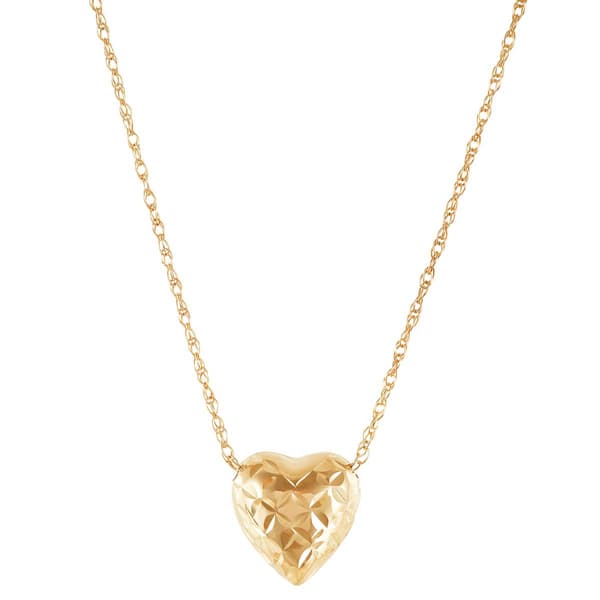 Gold Classics&#8482; 10kt. Yellow Gold Diamond-Cut Puff Heart Pendant