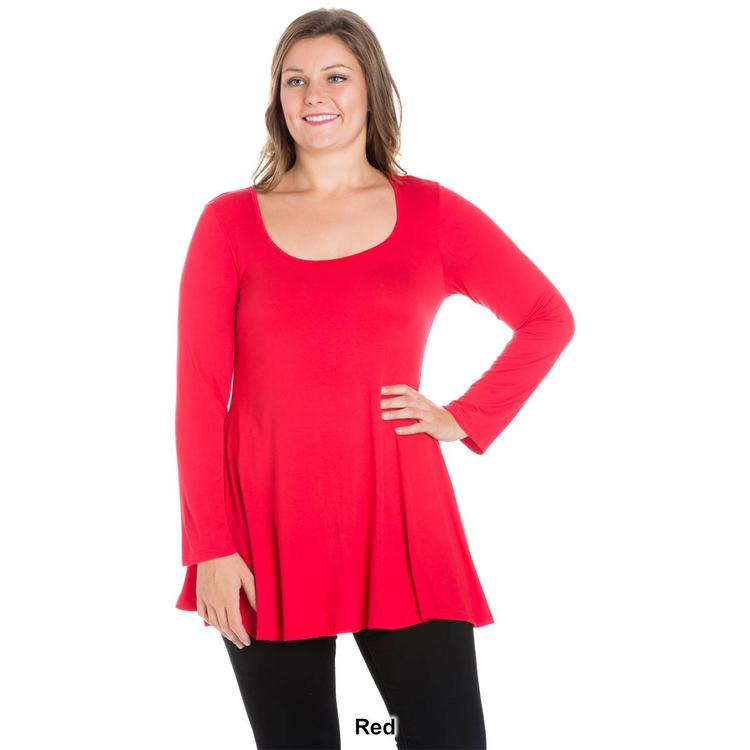 Plus Size 24/7 Comfort Apparel Poised Long Sleeve Swing Tunic