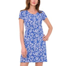 Womens MSK Short Sleeve Print Swing Dress - Denim