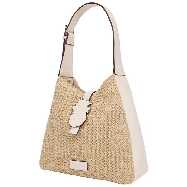 Tommy Bahama Logo Tab Raffia Hobo Bag with Pineapple Accent