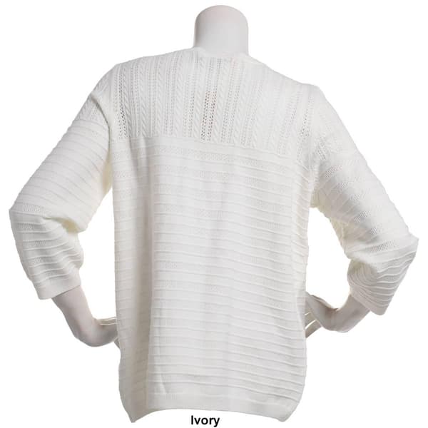 Womens Napa Valley 3/4 Sleeve Pointelle Pull On Sweater