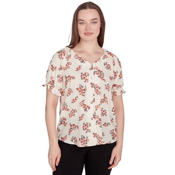 Plus Size Emaline Limon Printed Elbow Sleeve Top - image 