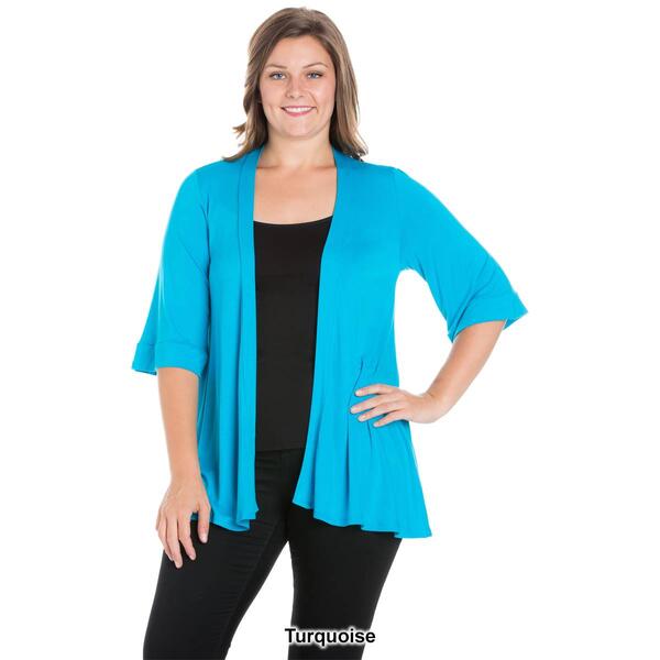 Plus Size 24/7 Comfort Apparel Extended Length Open Cardigan