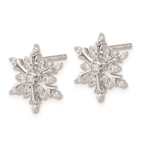 Pure Fire 14kt. White Gold Lab Grown Diamond Snowflake Earrings