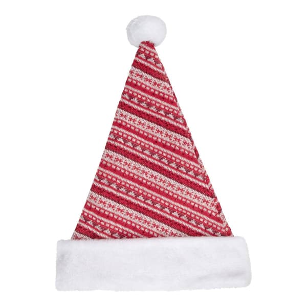 Northlight 17in. Red & White Nordic Striped Santa Hat - image 