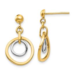Gold Classics(tm) 14kt. Two-Tone Circle Dangle Earrings