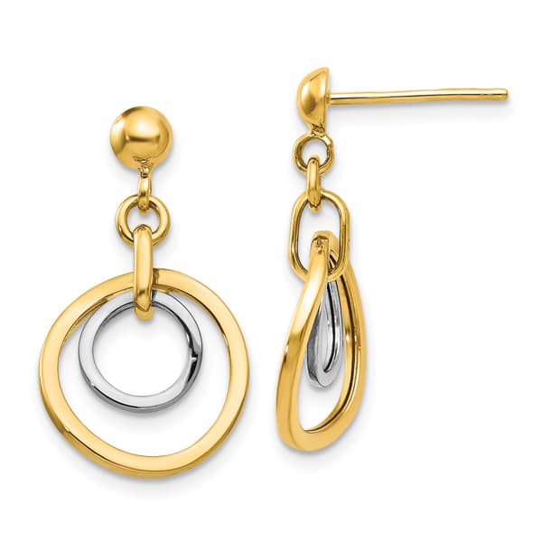 Gold Classics&#40;tm&#41; 14kt. Two-Tone Circle Dangle Earrings - image 