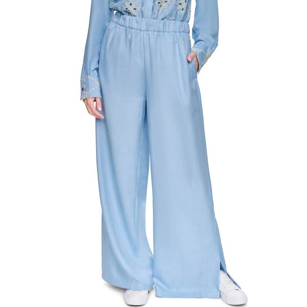 Womens Halston Pull On Solid Twill Wide Leg Pants