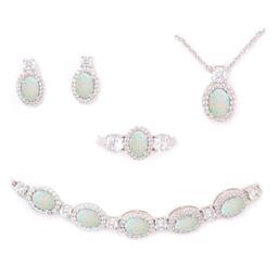 Gianni Argento Oval Lab Opal/Cubic Zirconia 4pc.Set