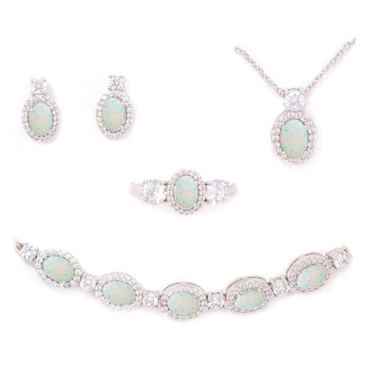 Gianni Argento Oval Lab Opal/Cubic Zirconia 4pc.Set