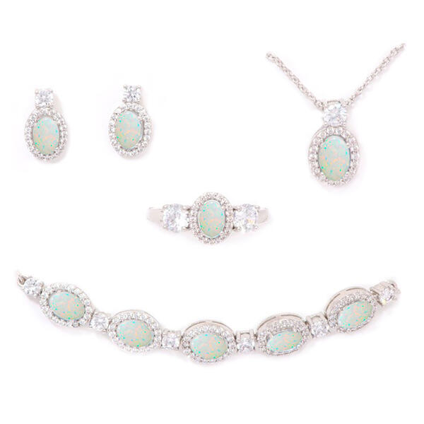 Gianni Argento Oval Lab Opal/Cubic Zirconia 4pc.Set - image 